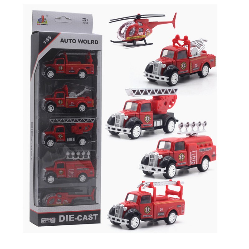 Đồ chơi trẻ em bộ 5 xe ô tô die cast mô hình xe cứu hỏa