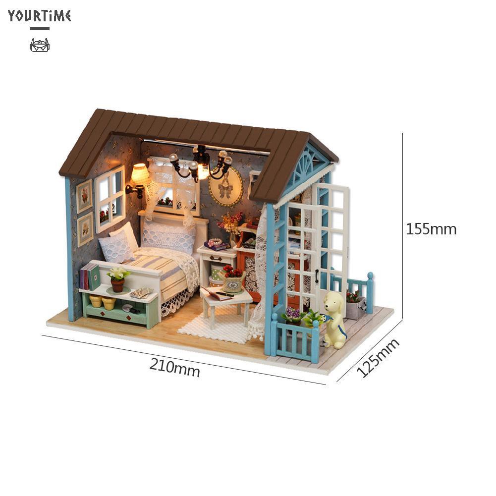 Đồ chơi DIY Mini Dollhouse Wooden Children Toy Handmade Doll House Furniture Kit