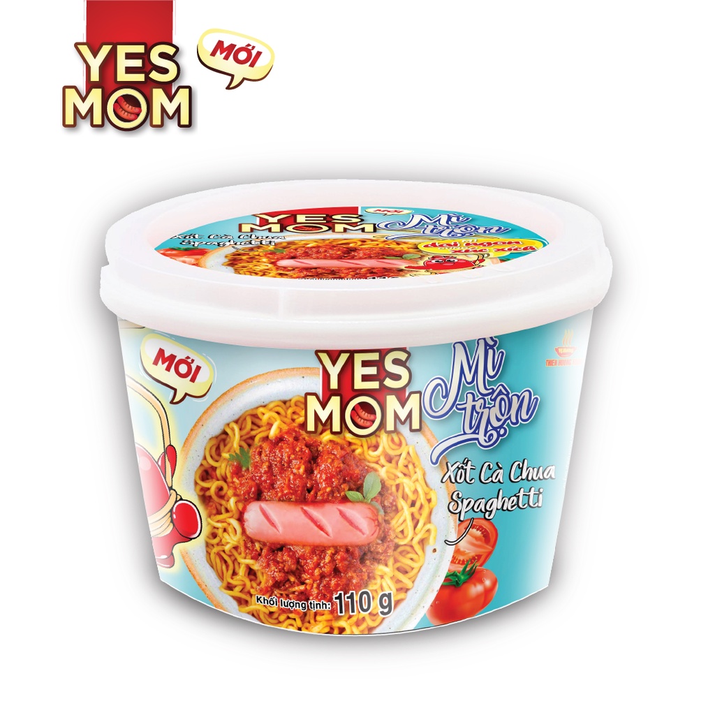 Thùng 12 tô Mì Tô Trộn Xốt Cà Chua Spaghetti Yes Mom 110gr/ Tô