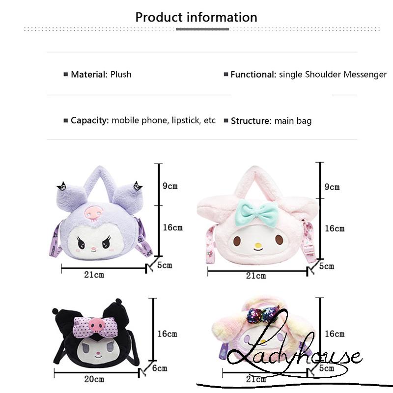 Túi đeo chéo vai hình chú chó/thỏ hoạt hình nhồi bông dễ thương cho bé gái