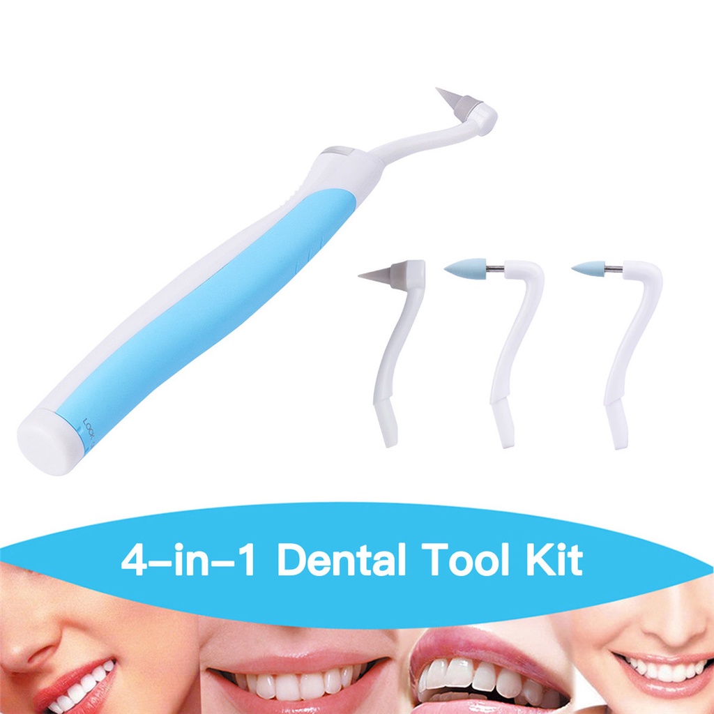 Bộ dụng cụ vệ sinh răng miệng CKEYIN KQ002 có đèn LED rung siêu âm đa năng kèm 4 đầu thay thế
