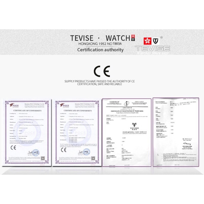 Đồng Hồ Nam Cơ Tự Động TEVISE DHC650 Full Box Màu Đen Chính Hãng - Đẳng Cấp Doanh Nhân