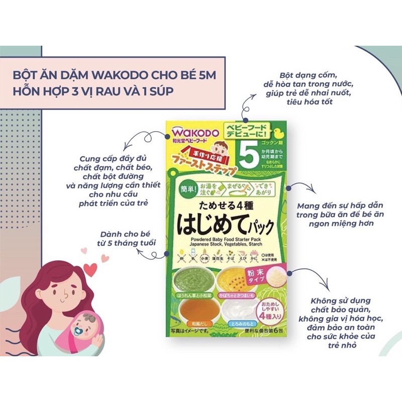 Bột Ăn Dặm WAKODO Nhật Cho Bé 5M