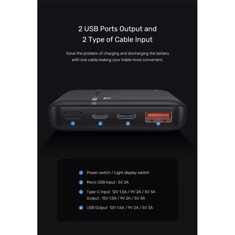 Sạc Dự Phòng TOPK I1015P 10000MAh 18W Sạc Nhanh QC3.0 &amp; PD 3.0, Có Đèn Led báo Dung Lượng