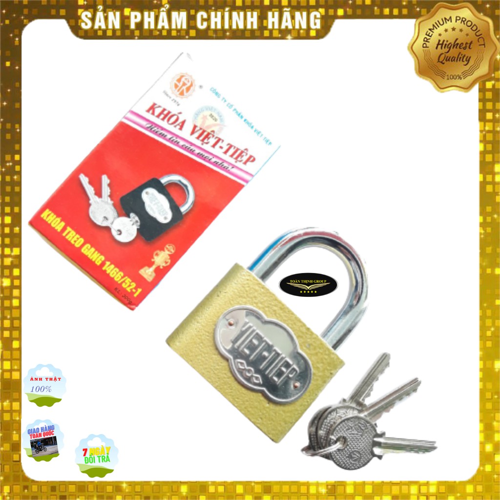 Khóa Việt Tiệp - Khóa Treo Gang Bấm Việt Tiệp 5P, 6P Chính Hãng. Ổ Khóa Bấm 3 Chìa, 2 Màu Đen Vàng, Bền Bỉ Với Thời Gian