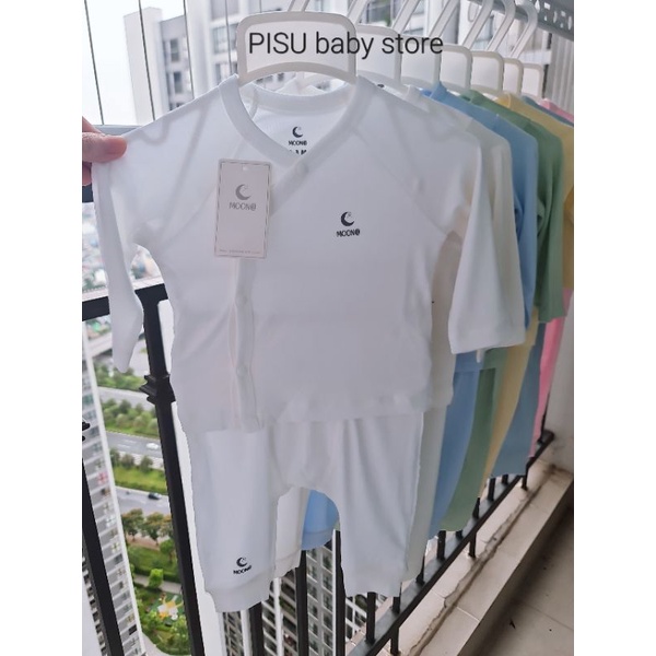 Moon -  Bộ dài tay sơ sinh cài chéo Moon petit cho bé 3-7kg thời trang trẻ em