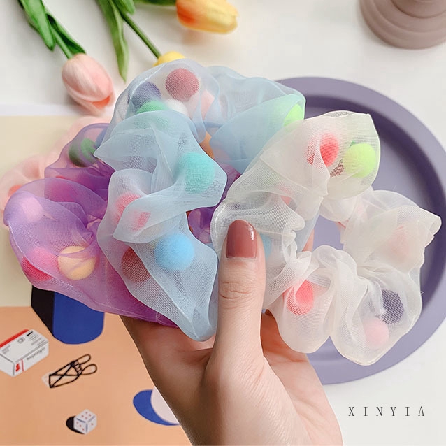 Dây cột tóc cao su bọc vải chiffon nhiều màu phong cách Hàn Quốc cho nữ