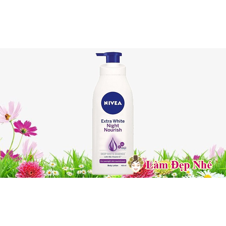 Sữa Dưỡng Thể Dưỡng Trắng Da Ban Đêm Nivea Extra White Night Nourish Body Lotion 400ml - Tím