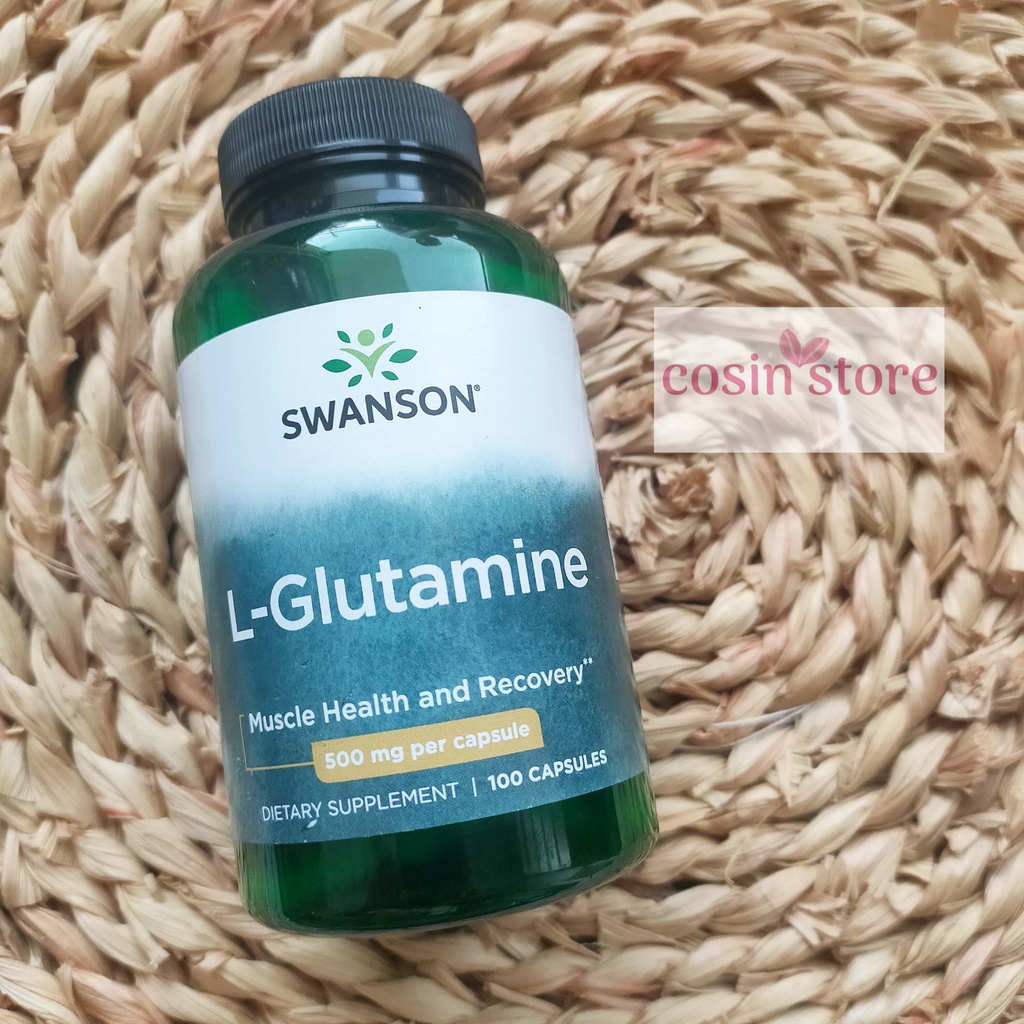 Viên uống Swanson L - Glutamine 500mg 100 viên giúp tăng cường sức khỏe Cosin Store