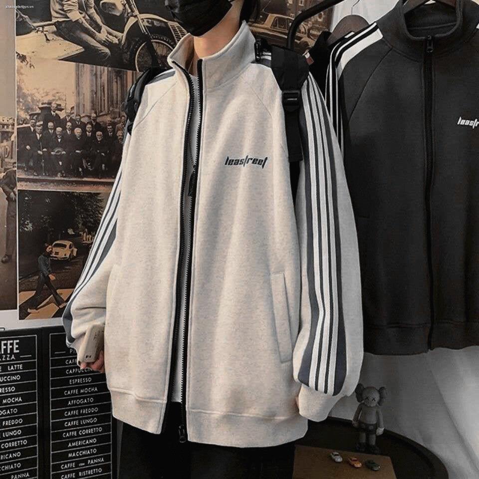 Áo Khoác cardigan Cổ Đứng Dáng Rộng Phối Khóa Kéo Thời Trang Thu Đông Hàn Quốc Cho Nam