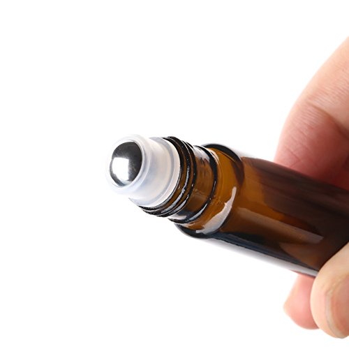 Chai lăn tinh dầu thủy tinh màu nâu 10mL - Loại tốt, thân chai dày đầu bi bằng Inox không gỉ