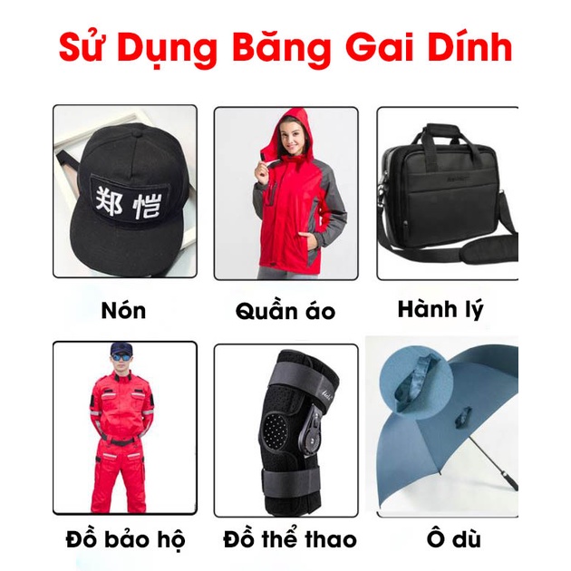 Băng gai dính khóa nhám gai, miếng dán vải 2 mặt dán giày, túi xách, quần áo các vật dụng khổ 2cm