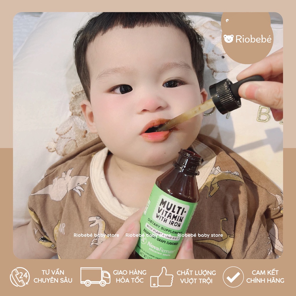 Vitamin hữu cơ tổng hợp NovaFerrum Delish màu xanh có chứa thêm Sắt và D3 cho bé 0-4 tuổi