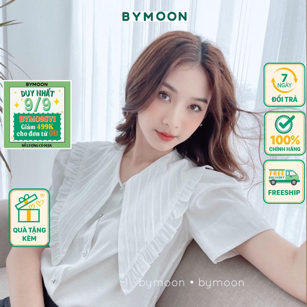 Áo sơ mi kiểu tiểu thư thiết kế BY MOON - ảnh thật A008