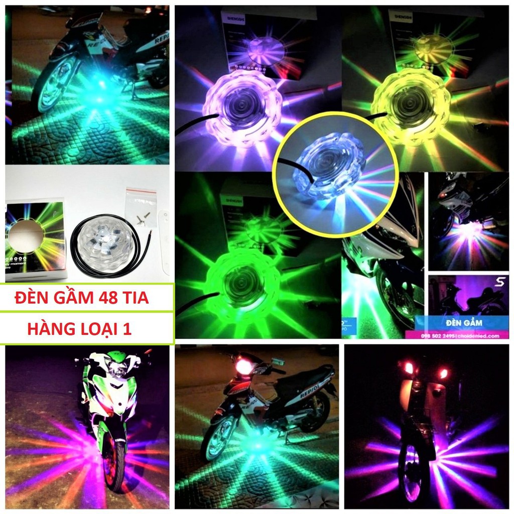 Đèn led gầm xe máy ô tô 48 tia 12v-80v bản cao câp tự động đảo màu chớp nháy cực đẹp