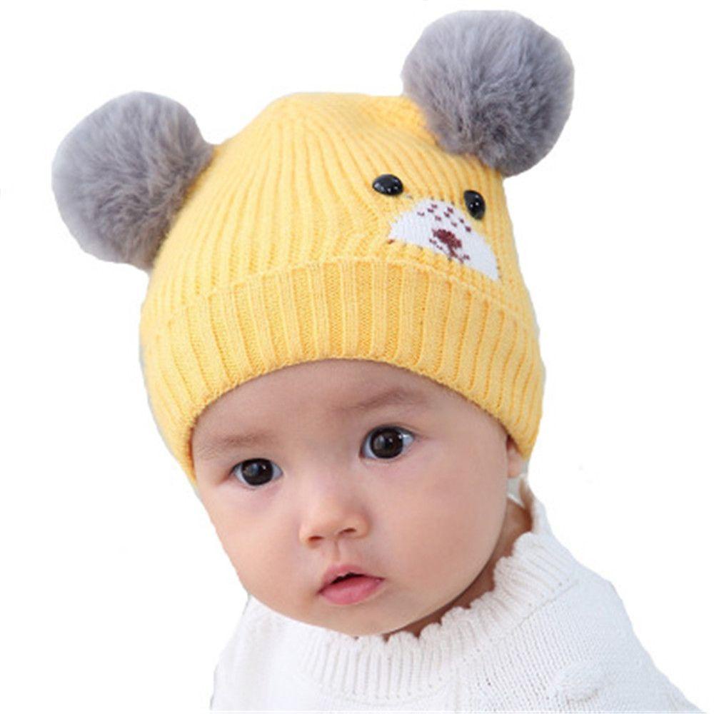 Mũ Beanie Dệt Kim Mềm Mại Thoải Mái Thời Trang Mùa Đông Cho Bé