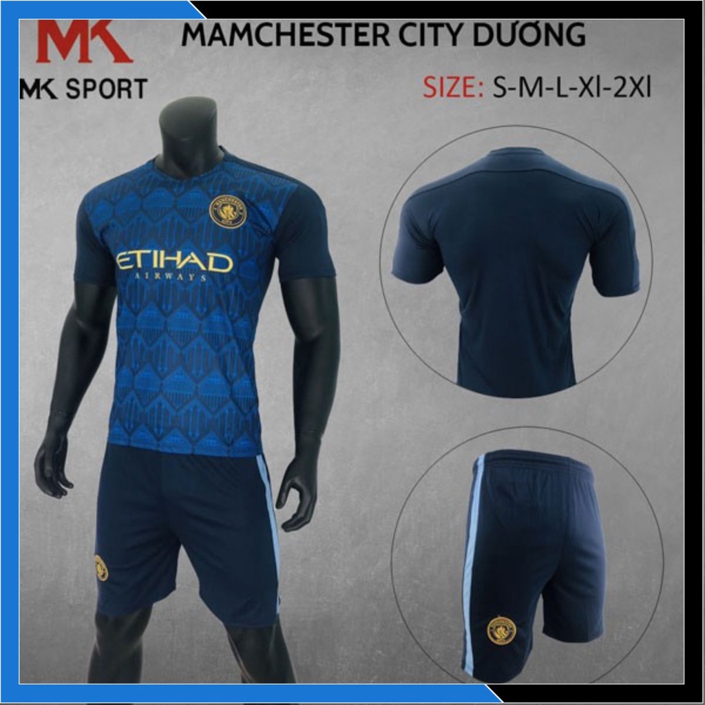 Áo Đấu CLB Mancity Thun lạnh cao cấp chính hãng MK SPORT, Áo đá banh Manciy