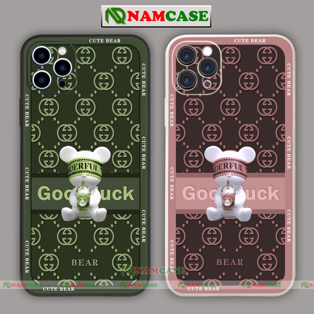 Ốp lưng iPhone cặp đôi Gấu cute dễ thương đẹp cạnh viền vuông ip 6/6s/7/8/X/XS/XR/11/12/13/14 Pro Plus Max