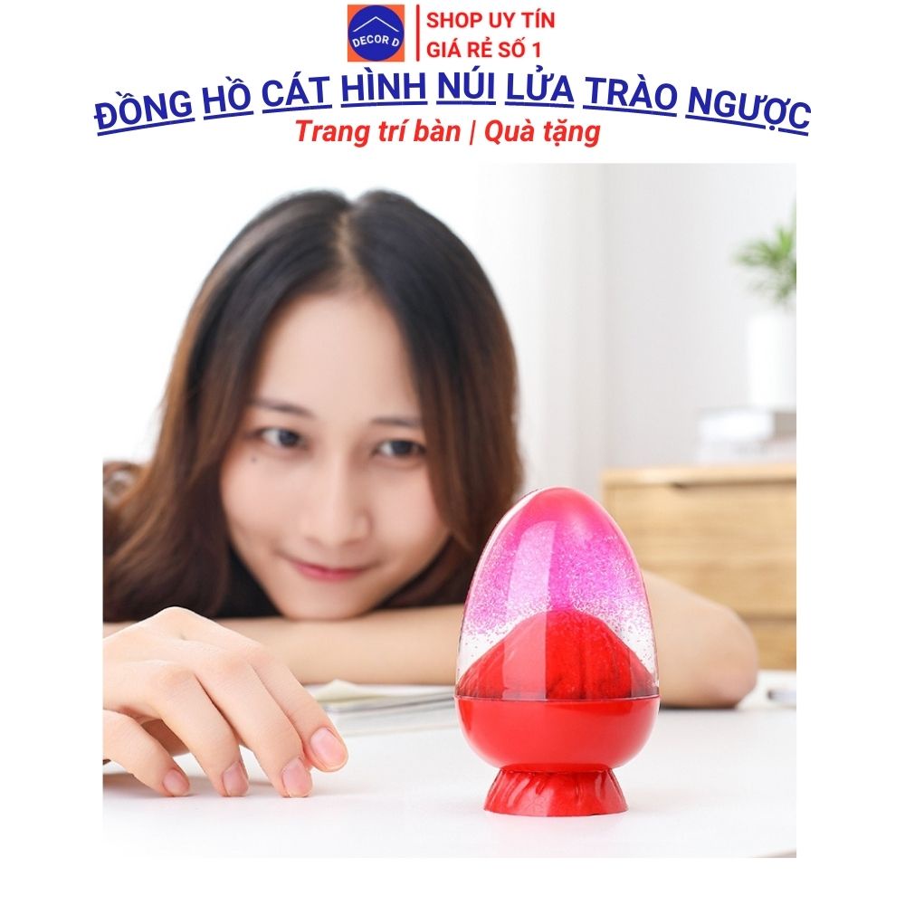Đồng hồ cát để bàn hình núi lửa phun trào tự động chảy ngược - Đồ chơi trẻ em, decor bàn làm việc