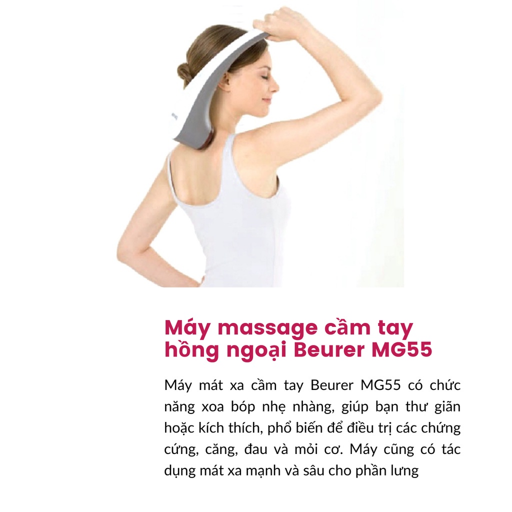 Máy massage cầm tay đèn hồng ngoại beurer MG55 có 3 đầu rời linh hoạt chính hãng bảo hành 24 tháng