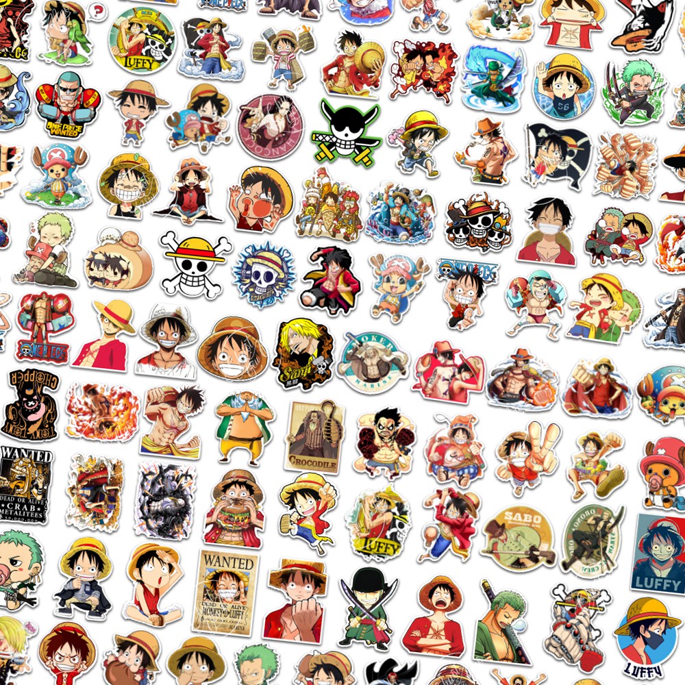 Bộ 25/50/100/150 sticker decal hình dán chống nước ONE PIECE Monkey D. Luffy Đảo Hải Tặc Mũ Rơm