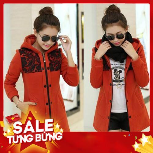 🔱 Thanh Lý 🔱 Áo Khoác Nữ Form Dài Phối Ren (Cô ban , đỏ . đen) - LV452K23 -Hàng nhập khẩu