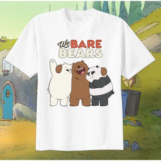 Áo Thun Trắng Họa Tiết Chú Gấu We Bare Bears Thời Trang Cho Nam