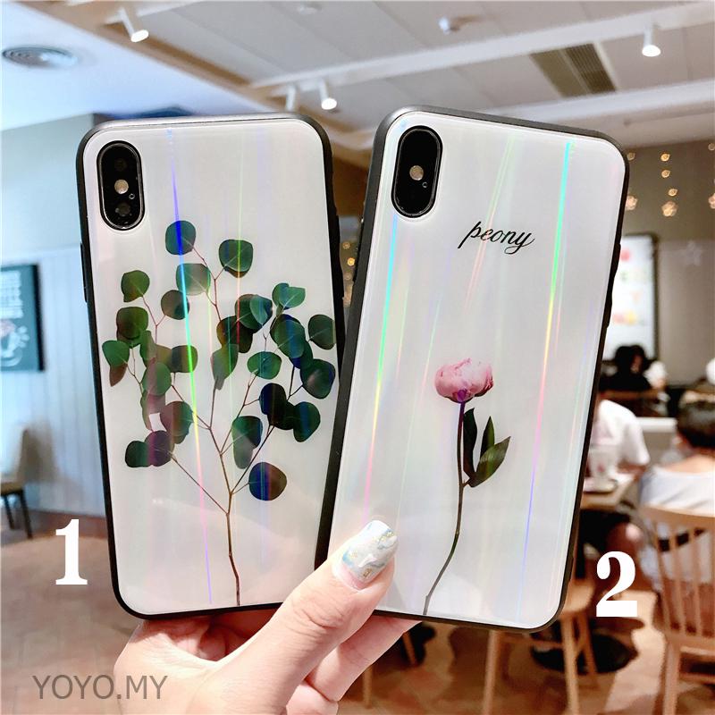 Ốp điện thoại hoạ tiết hình hoa lá đơn giản cho iPhone X  6 Xs Max XR 8 7 6 Plus
