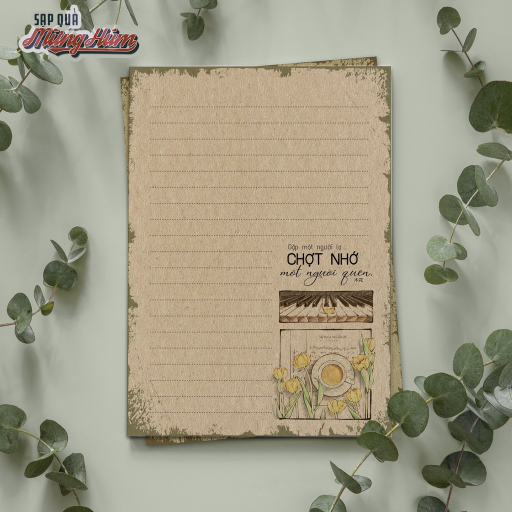 Giấy viết thư tâm sự, thanh xuân và yêu thương. Chất liệu kraft, vintage & thân thiện môi trường.