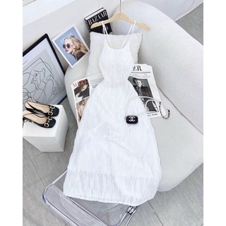 Đầm maxi yếm đan lưng H3748 (+hình thật trên sàn)