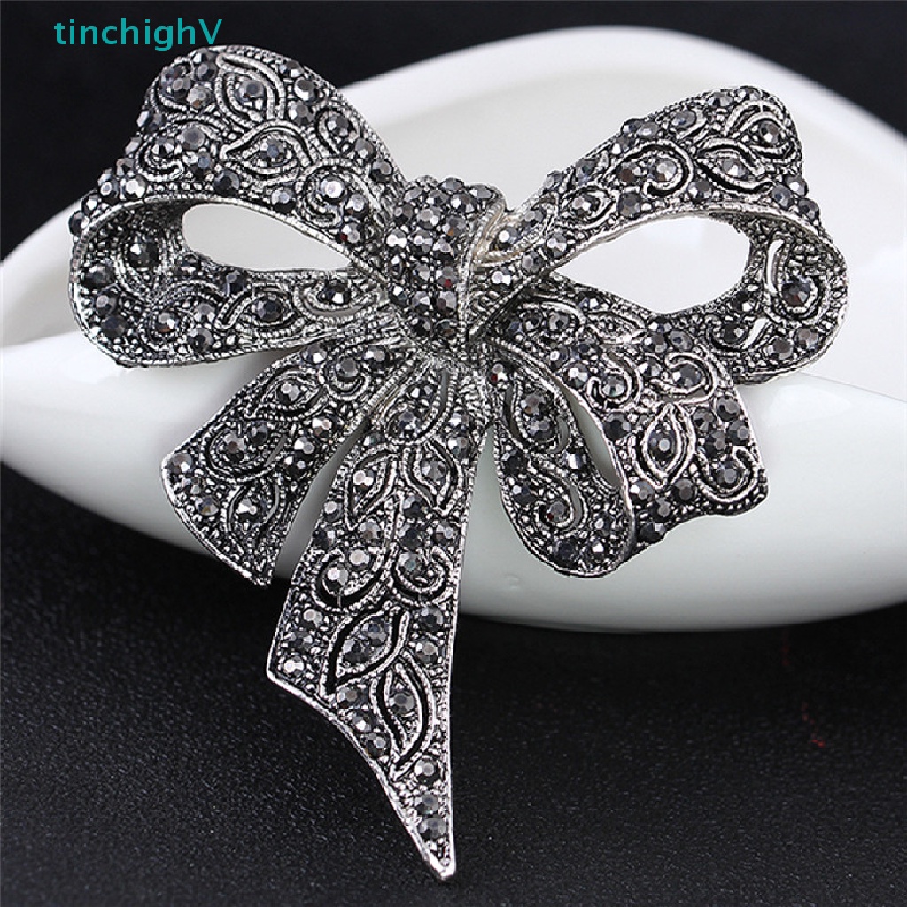 [TinchighV] Trâm Cài Áo Hình Nơ Đính Đá Pha Lê Giả Kim Cương Cho Nữ