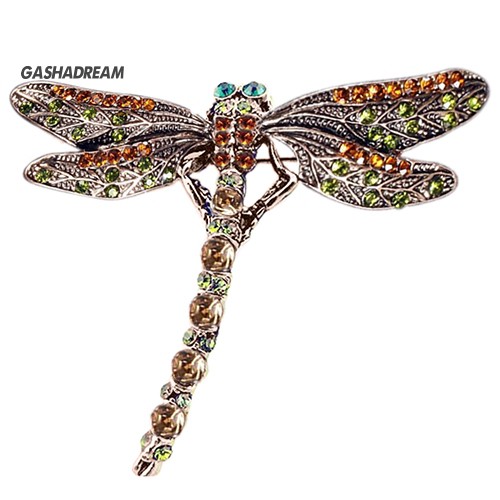 ♉GD New Fashion Jewelry Women's Vintage Noble Dragonfly Crystal Scarf Pin Brooches