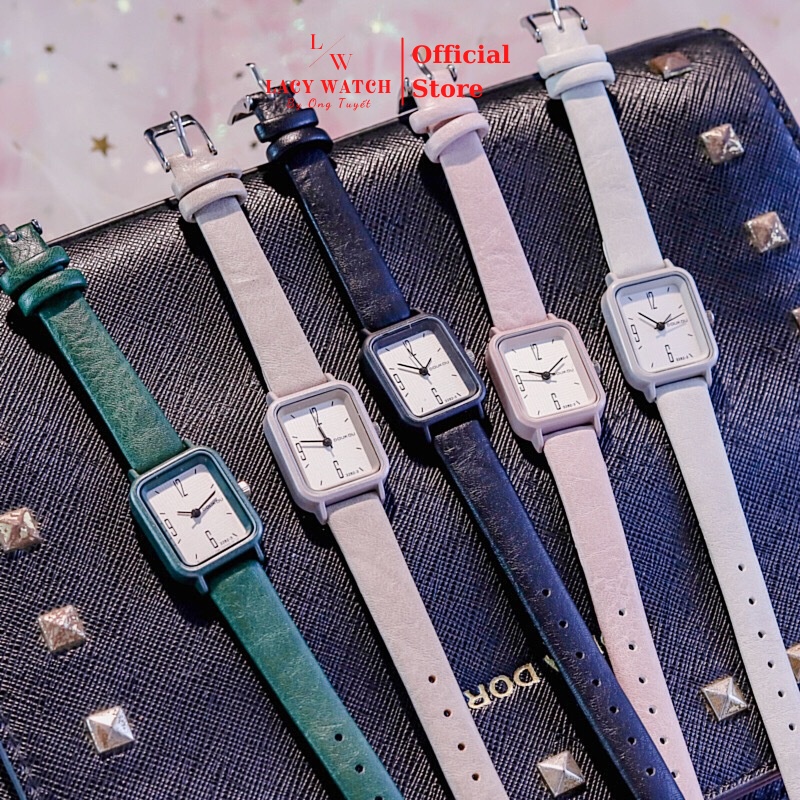 Đồng hồ nữ LaCy Watch đồng hồ đeo tay dây da mặt chữ nhật nhỏ cọc số kết hợp DHJI0014 | BigBuy360 - bigbuy360.vn