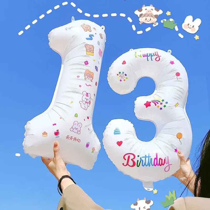 Bong Bóng Số 0-9 Màu Trắng Trang Trí Tiệc