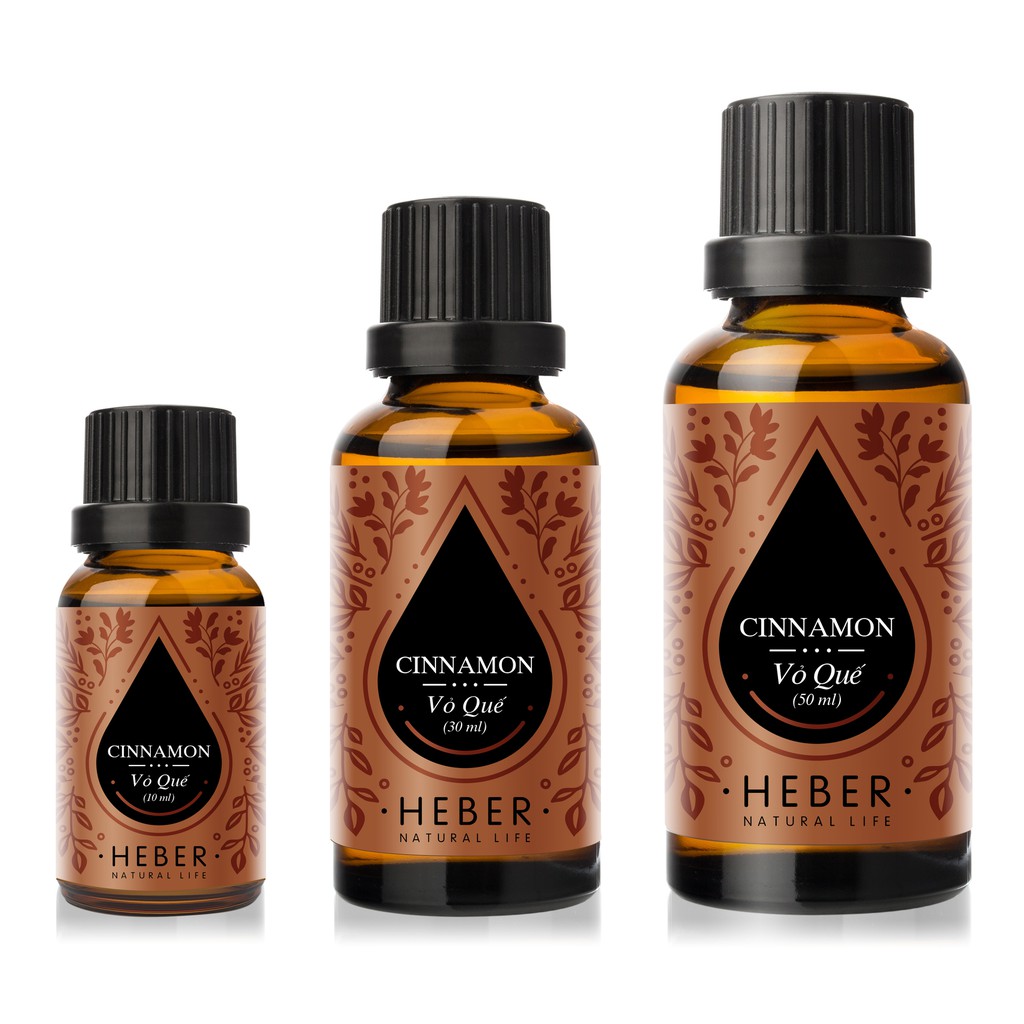 Tinh Dầu Vỏ Quế Cinnamon Heber Natural Life, Cao Cấp Nhập Khẩu, Thiên Nhiên Nguyên Chất, Chai 10ml/30ml/50ml