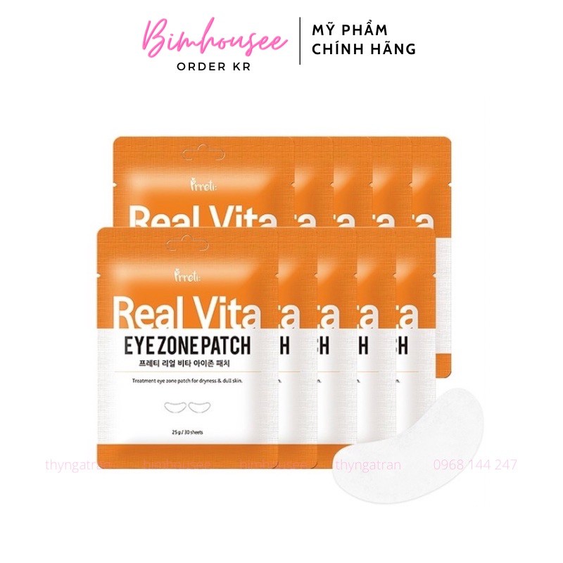 [30 miếng] Mặt nạ mắt PRRETI cấp ẩm chống thâm chống nhăn cho mắt PRRETI Real Vita EYE ZONE Patch