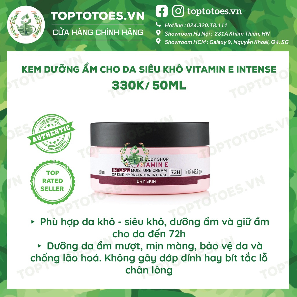 Kem dưỡng The Body Shop Vitamin E Intense 72h dưỡng da mềm ẩm, sáng mịn