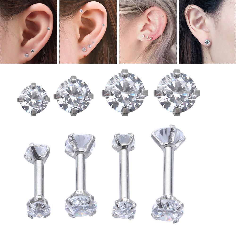 Khuyên Tai Thép Phẫu Thuật BORAG Tragus|Khuyên Xỏ Tai Prong CZ Tragus Helix