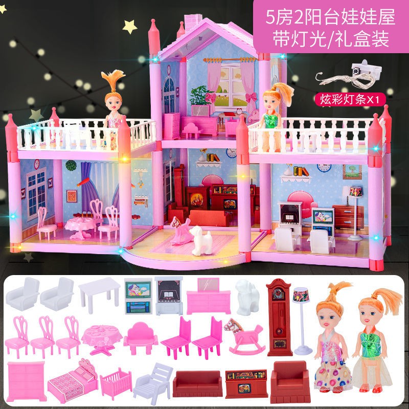 bộ búp bê Barbie trẻ em hộp quà lâu đài biệt thự chơi nhà mô phỏng đồ nội thất cô gái công chúa lớn