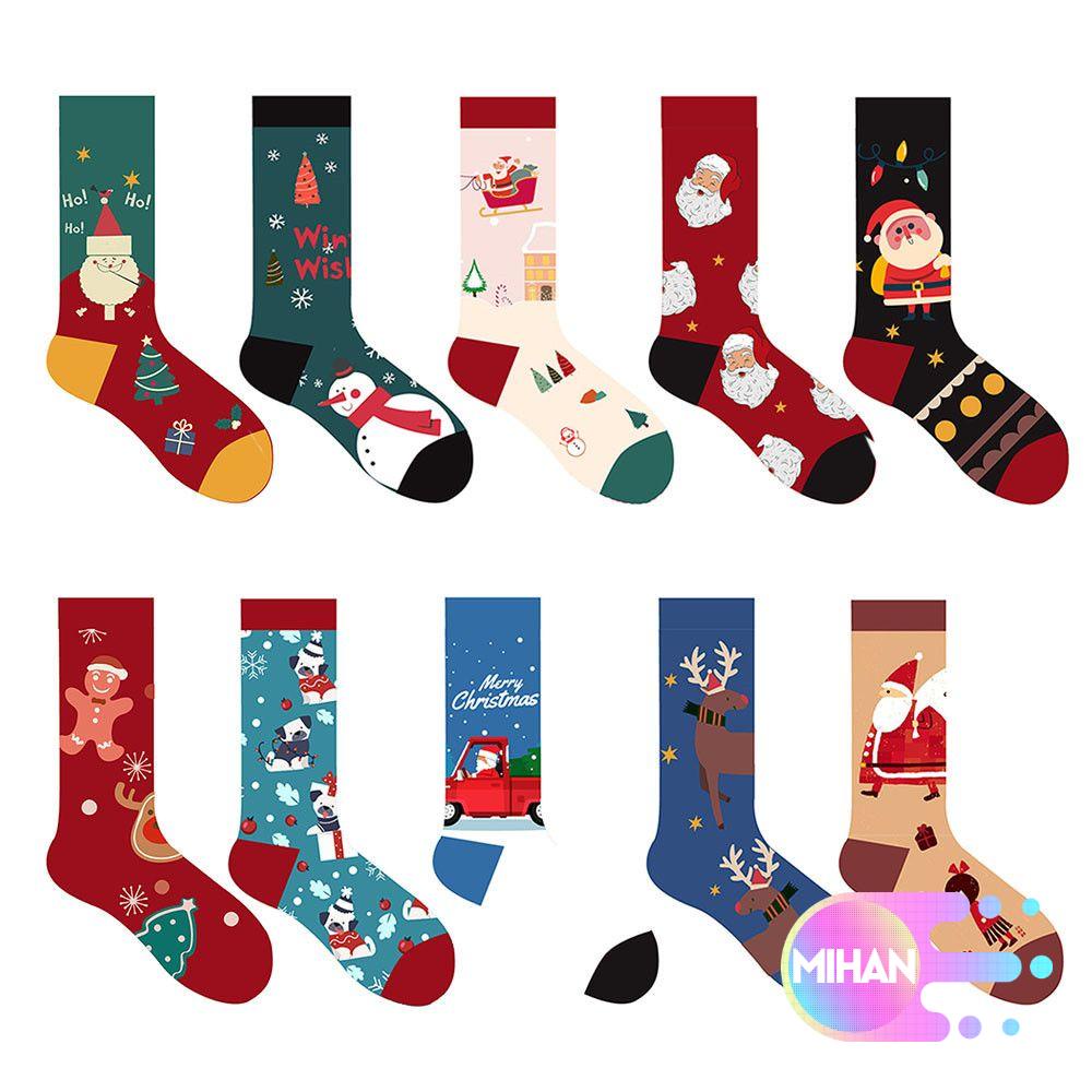 Tất cotton in họa tiết chủ đề Giáng sinh xinh xắn dành cho nữ