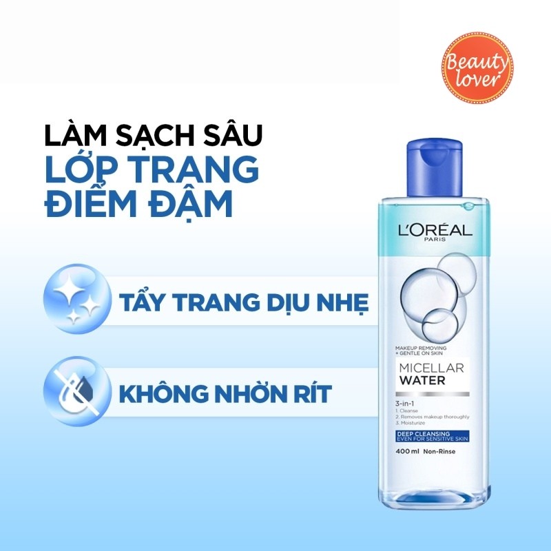 Nước tẩy trang Loreal 3-in-1 Micellar Water 400ml [Freeship] – Beauty Lover Nước Tẩy Trang Cho Mọi Loại Da | BigBuy360 - bigbuy360.vn