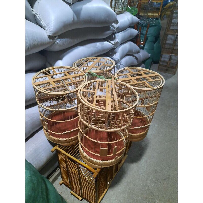 Lồng bẫy trúc tròn đầu bằng vừa bẫy vừa nuôi gài chốt dây chất liệu trúc mài mịn