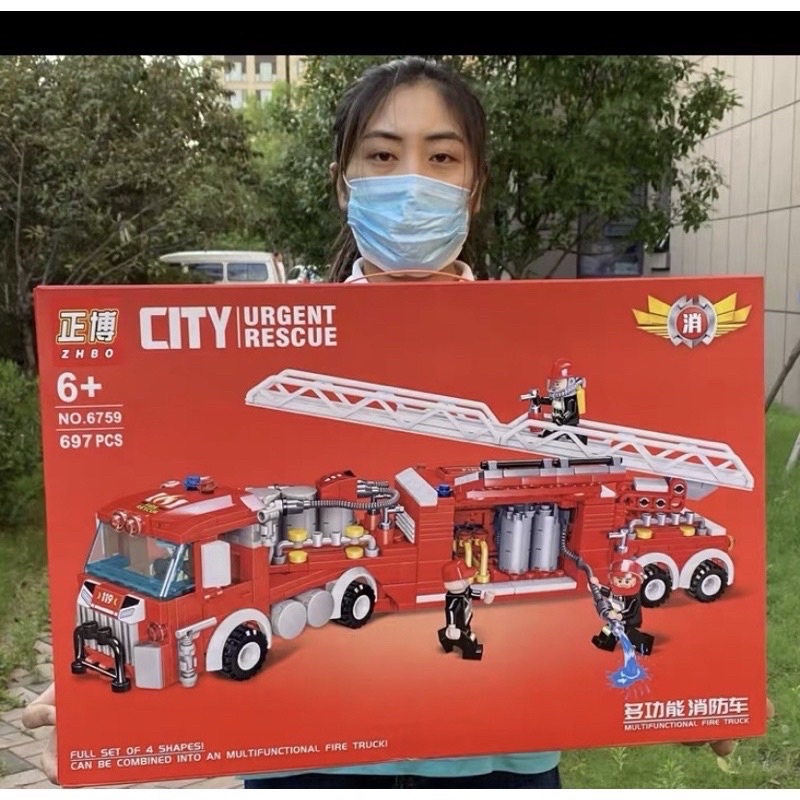 Đồ chơi lắp ráp mô hình cứu hỏa 4in với 697pcs cao cấp