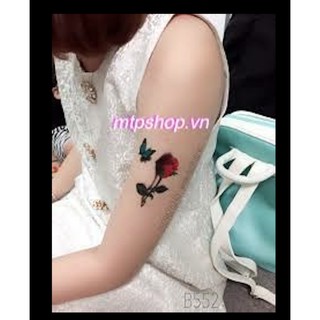 Hình xăm dán hoa hồng sáp 10x6cm