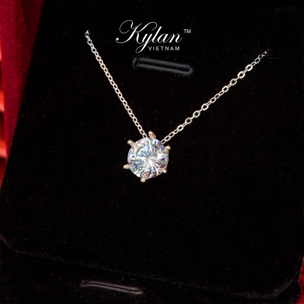 Dây chuyền bạc nữ Kylan Silver KL0211 đính đá kim cương nhân tạo 8 ly