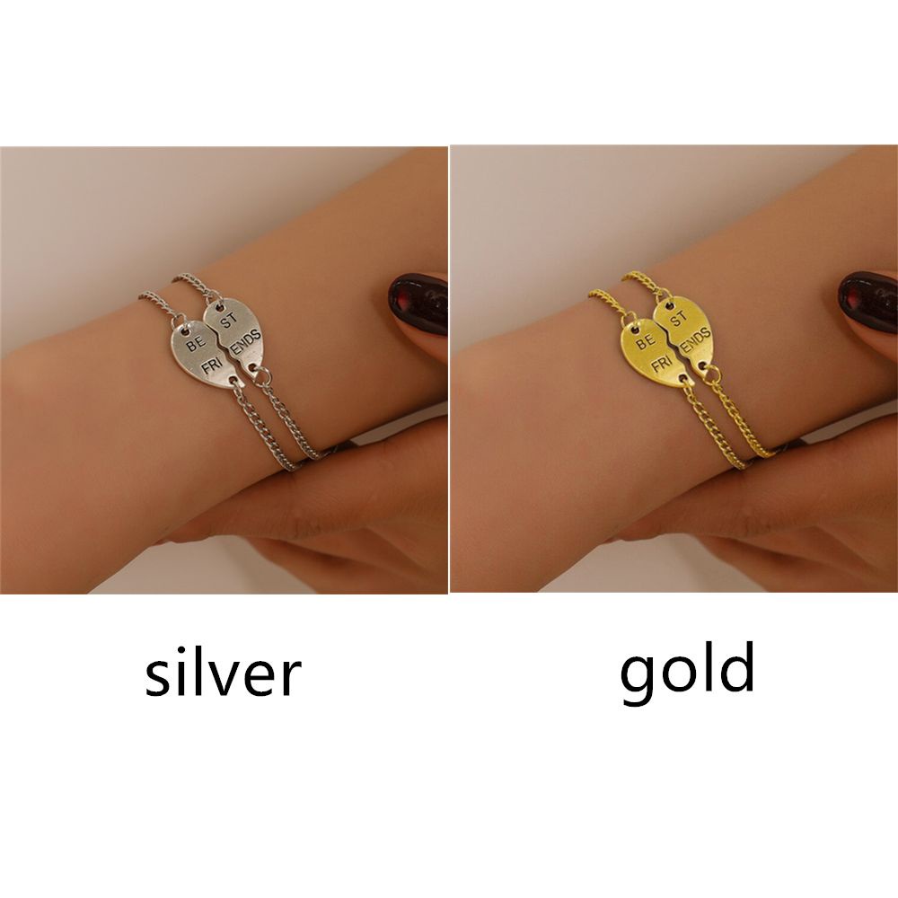 Bộ 2 Vòng Tay Tình Bạn Mặt Mảnh Ghép Trái Tim Nhiều Màu Thời Trang
