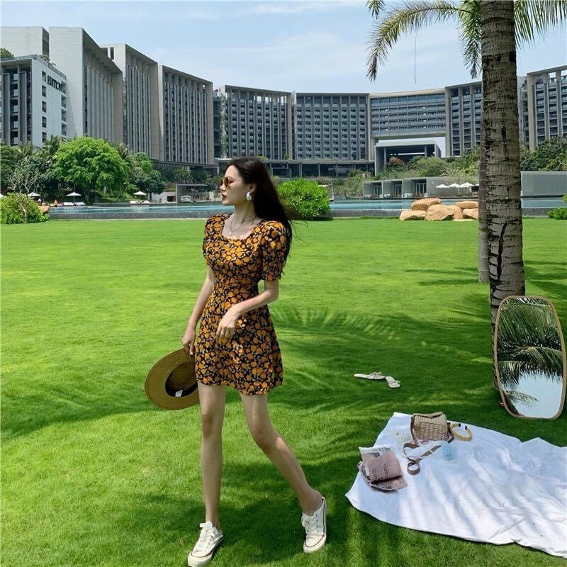 Đầm Hoa Nhí Buộc Nơ Sau GenY Váy Nữ Hoa Chất Voan Siêu Xinh | BigBuy360 - bigbuy360.vn