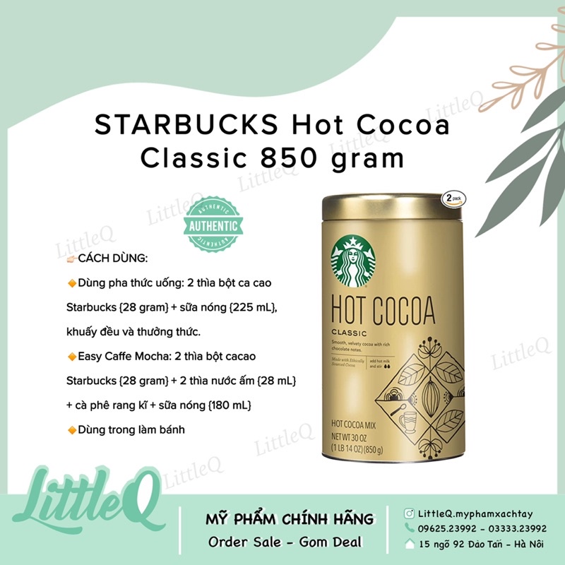 STARBUCKS Hot Cocoa Classic 850 gram- Bột cacao của Starbucks