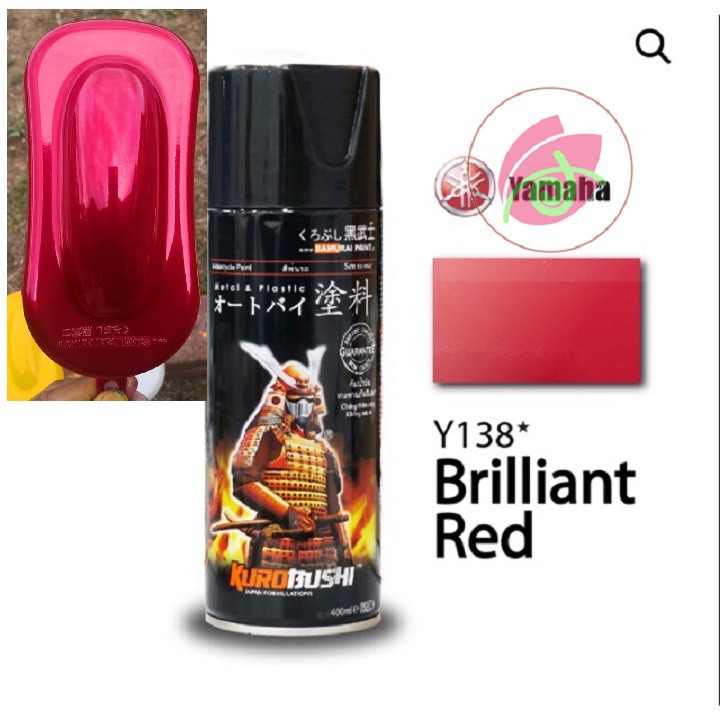 Y138 _ Sơn xịt sơn xe máy Samurai Y138 màu đỏ candy Yamaha _400ML - Brilliant Red