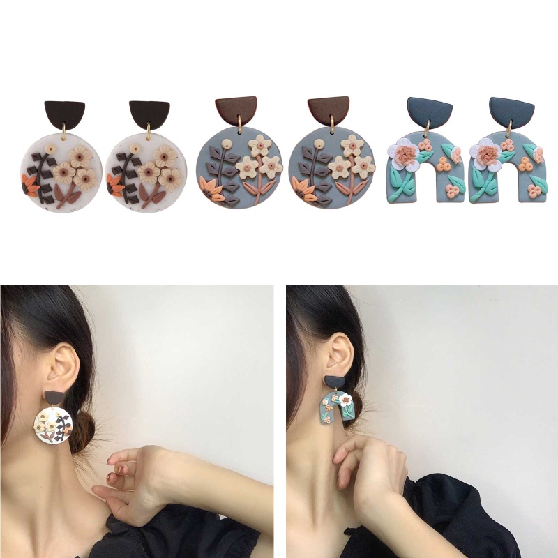 Bông Tai Handmade Họa Tiết Hoa Thời Trang Thu Đông Cho Nữ